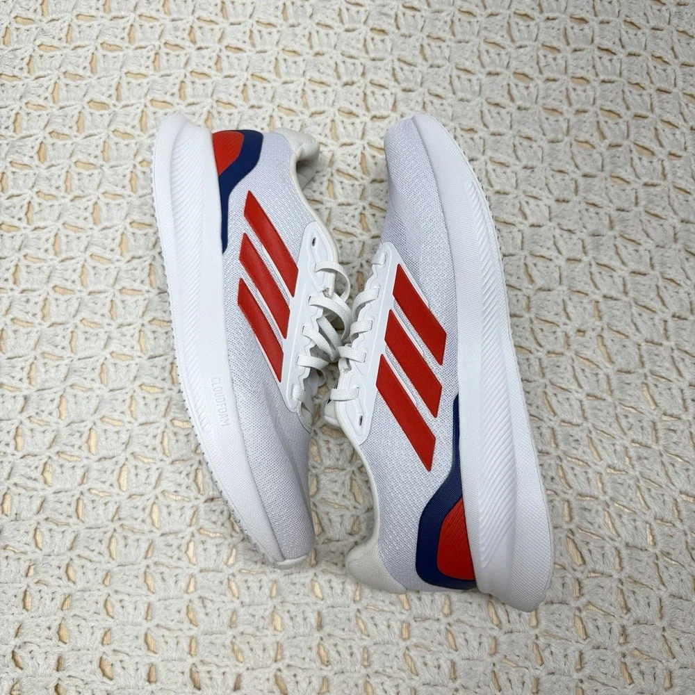 Adidas Runfalcon 5 Shoes Men Size 8.5 Running Sneakers White Red Blue IE8818